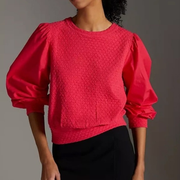 Anthropologie Porridge Fuchsia Pink Textured Long Sleeve Sweatshirt Womens XS - Picture 1 of 9